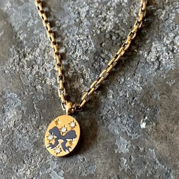 NEW Small Black Bow Pendant Necklace - Picture 7 of 8